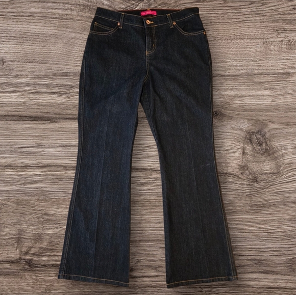 Glo Junior's Plus Dark Wash Bootcut Denim Stretch Jeans  - Size 14 - Picture 1 of 6
